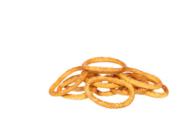 Dried bagel, fresh baked bun, fast food snack.