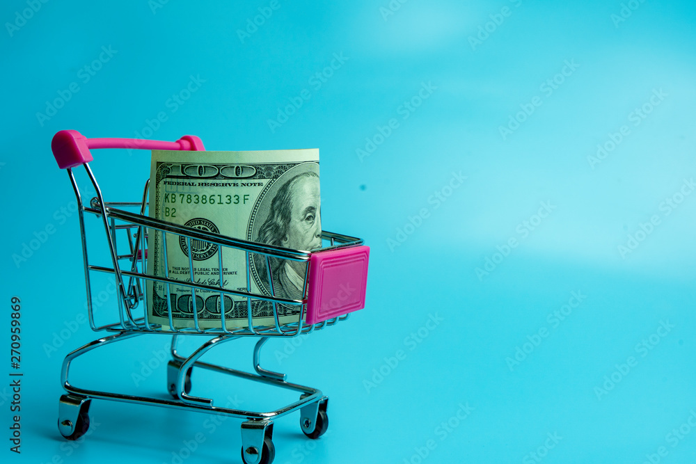 Wall mural cash on cart ready for big sale concept