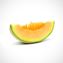 Cantaloupe Melon,with Orange flesh on the White Blackground.