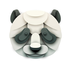 Panda head. Cartoon wild animal in trendy paper cut craft graphic style. Modern design for advertising, branding greeting card, cover, poster, banner. Vector illustration. © cgterminal