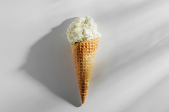 Ice cream cones on white background. Summer concept.