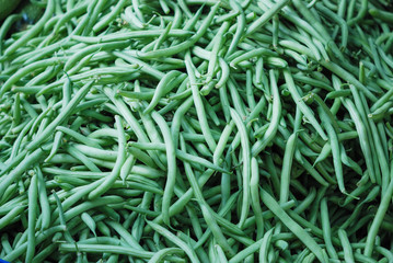 monton de ejotes de frijol en mercado de la CDMX.