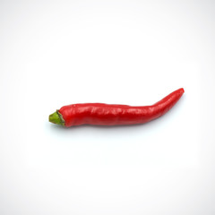 Red hot chili pepper isolated on the white background.