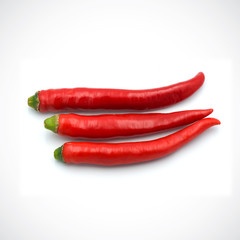 Red hot chili pepper isolated on the white background.