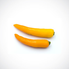 Yellow hot chili pepper isolated on the white background.