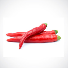 Red hot chili pepper isolated on the white background.