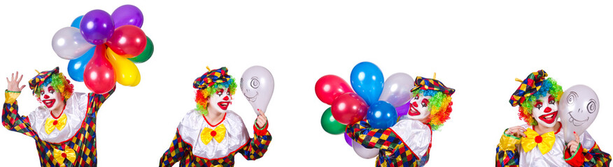 Fototapeta na wymiar Funny male clown isolated on white 