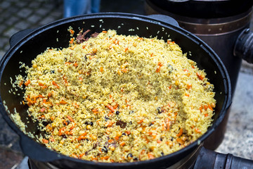 pilaf in a cauldron