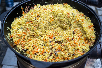 pilaf in a cauldron