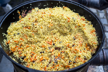 pilaf in a cauldron