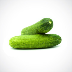 Two cucumbers on a white background