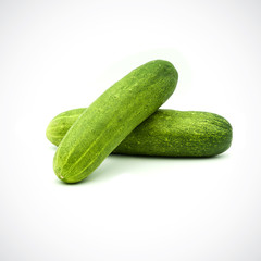 Two cucumbers on a white background