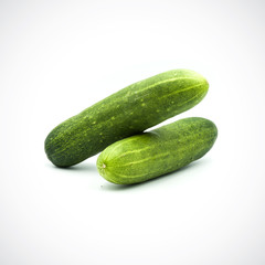 Two cucumbers on a white background