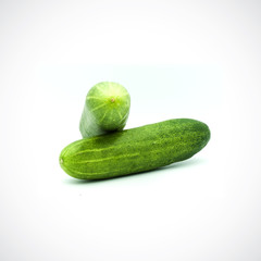 Two cucumbers on a white background