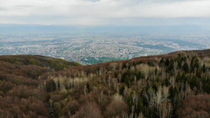 Fototapeta na wymiar View on the Sofia city from Boyana