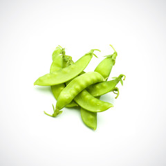 Soft peas, isolated ,on the white background.