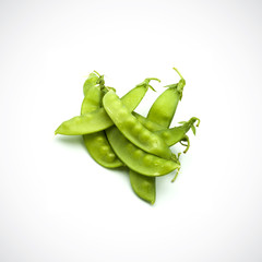 Soft peas, isolated ,on the white background.