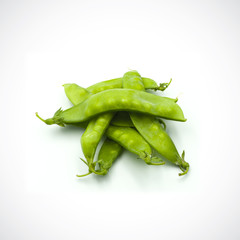 Soft peas, isolated ,on the white background.