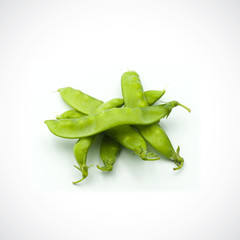 Soft peas, isolated ,on the white background.