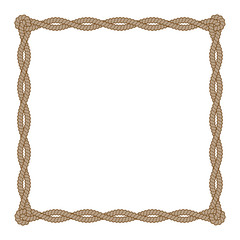 Decorative rope weaving border. Vector square brown frame with place for your text. Isolated on white background