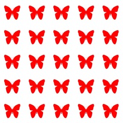set of butterflies isolated on white background