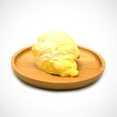 durian fruit In a wooden tray on the White Blackground