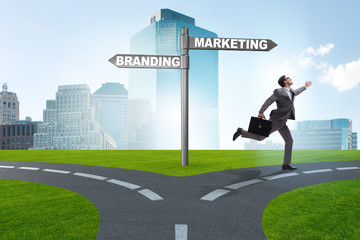 Branding and marketing concept with businessman