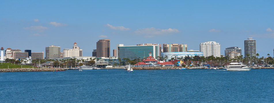 Panoramic view of Long Beach Coastline - Powered by Adobe