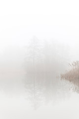 Fototapeta na wymiar Hoboken, Belgium - A small lake in the mist