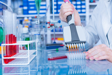 Multichannel pipette in the laboratory
