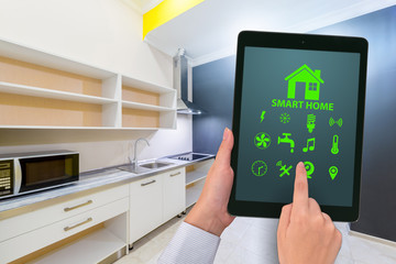 Smart home concept with devices and appliances