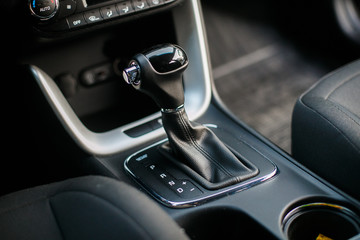 Obraz na płótnie Canvas Car interior. Automatic transmission gear shift.