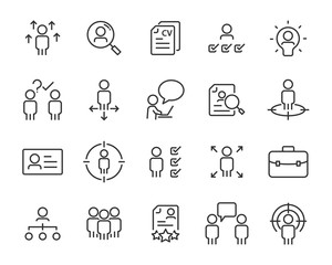 Fototapeta premium set of job hunting icons, such as cv, hr, training, career