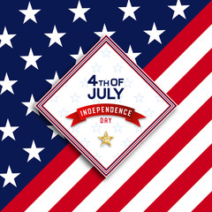 4th of July Independence day of USA. Poster in honor of Independence Day celebrations in the United States of America. Vector illustration.