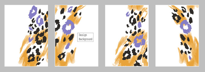 Set of abstract template with animal print. Artistic background. Text place. Vector. © Elena