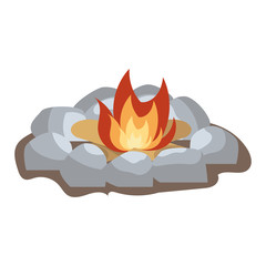 Isolated campfire in flat style.