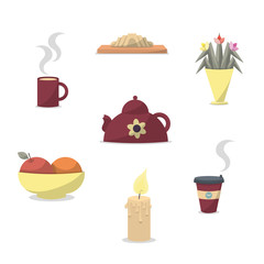 Set of breakfast icons in flat style.