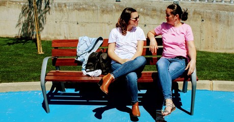 Mother and daughter talking