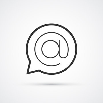 Email in speech buuble flat line trendy black icon. Vector eps10