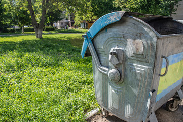 Trash cans Metal Part detail close up