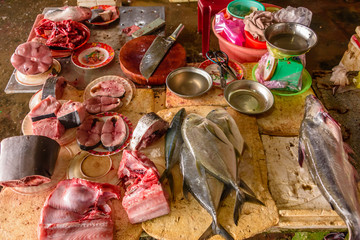 Fish for sale at the indoor market in Hoi An, Vietnam