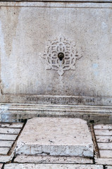 Sarajevo, Bosnia and Herzegovina: one of the 8 marble faucets of the octagonal ablution fountain in the courtyard of Gazi Husrev-beg Mosque (1532), the largest historical mosque in Bosnia