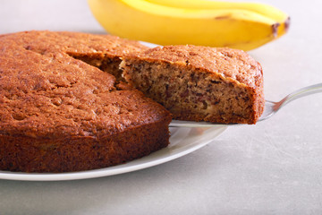 Banana cake, sliced