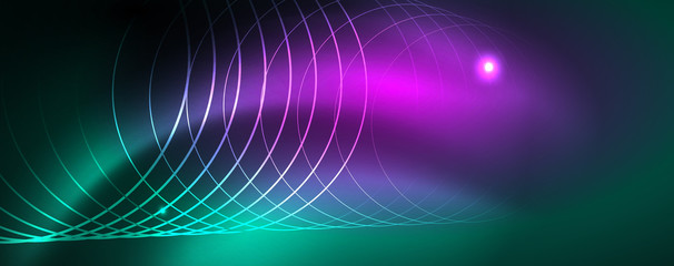 Shiny glowing design background, neon style lines, technology concept, vector