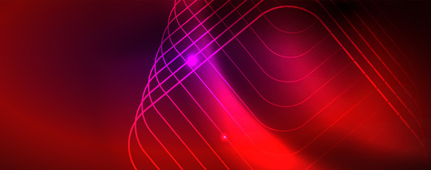 Shiny glowing design background, neon style lines, technology concept, vector