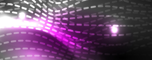 Neon vector wave lines abstract background, magic futuristic techno design