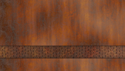rusty coroded metal industrie brick wall