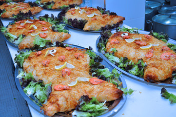 Fresh baked Moroccan fish pastilla 