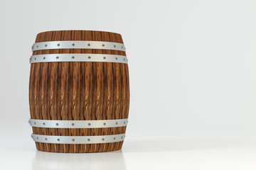Wooden winery barrel with white background, 3d rendering