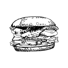 hamburger. Sandwich. hand drawn vector llustration sketch